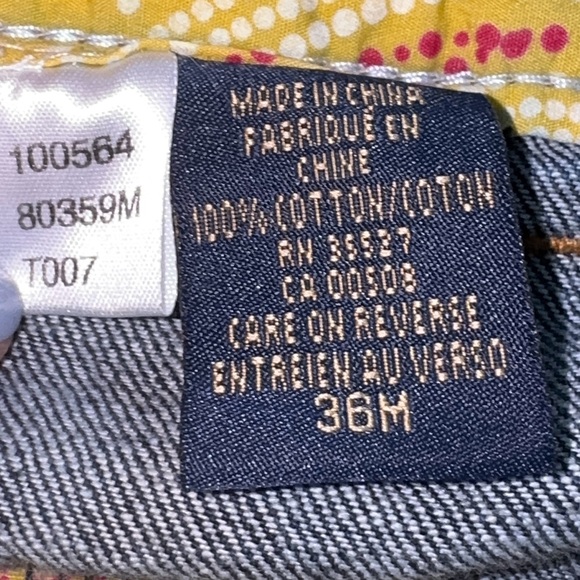 Marithé + François Girbaud Dark Wash Jeans Wide Leg Yellow Paisley Cuff Vintage - Picture 7 of 14